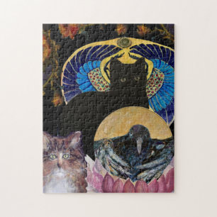 Puzzle Cat Crow Scarab Lily Maureen Girard