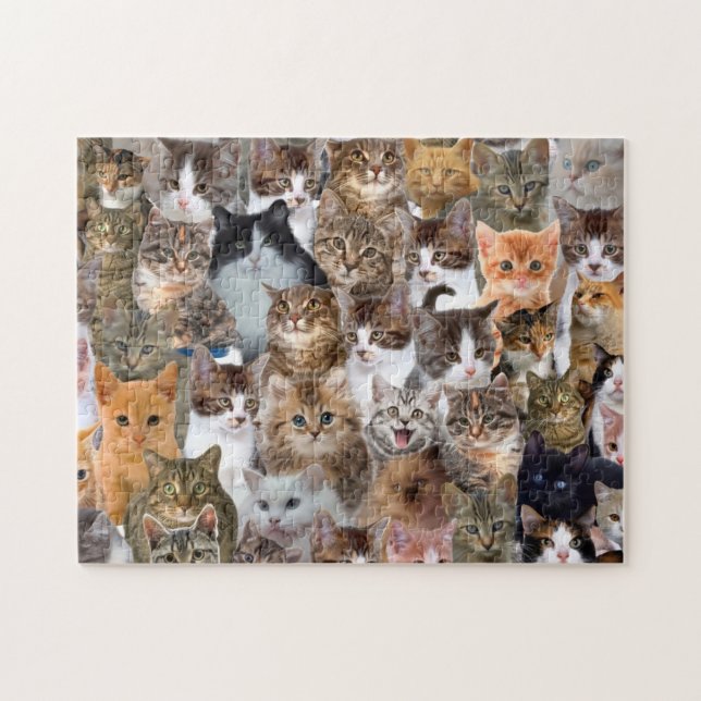 Puzzle Cat Faces Pattern (Horizontal)