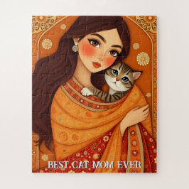 Puzzle Cat lover Mom Photo  orange
