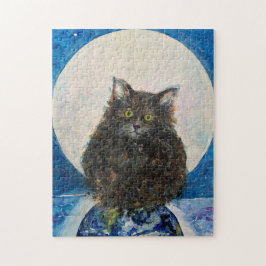 Puzzle Cat Tabby Tiger Kitten Maureen Girard Moon Night