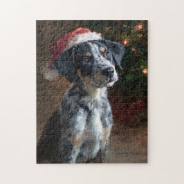 Puzzle Catahoula Leopard Hound Puppy Christmas Painting