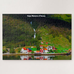 Puzzle Catarata del fiordo de Noruega Escandinavia. Rompe