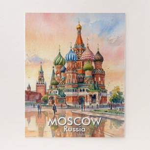 Puzzle Catedral de Moscú Rusia Acuarela Viaje Personaliza