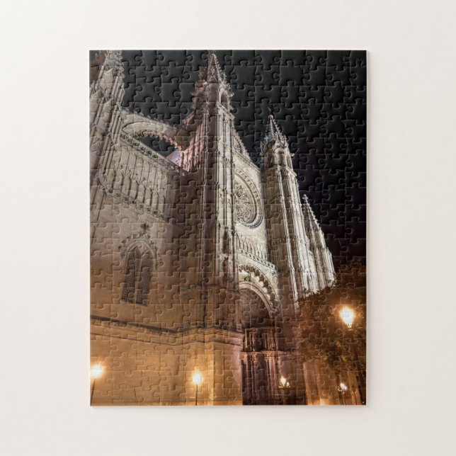 Puzzle Catedral de Palma de Mallorca de noche - España (Vertical)