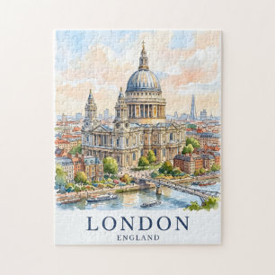 Puzzle Catedral de San Pablo Londres Acuarela Arte de Via