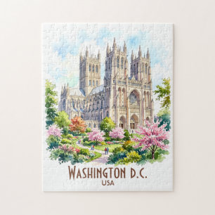 Puzzle Catedral de Washington personalizada Aquarela Reli