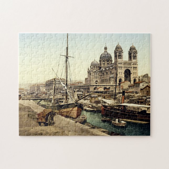 Puzzle Catedral y Quay de la Joliette Marsella Francia (Horizontal)