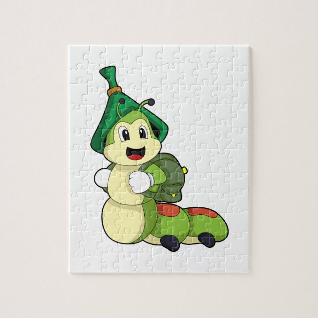Puzzle Caterpillar como estudiante con mochila (Vertical)