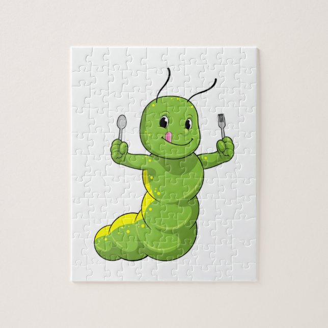 Puzzle Caterpillar con cuchara y horquilla (Vertical)