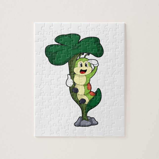 Puzzle Caterpillar con hoja (Vertical)