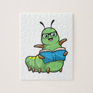 Puzzle Caterpillar tal como está nervioso con libros y ga