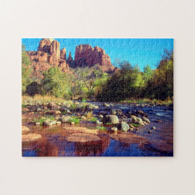 Puzzle Cathedral Rock reflejada en Oak Creek (Horizontal)