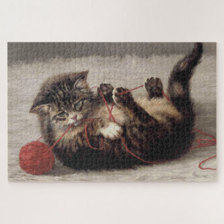 Puzzle Cat's Cradle, A Cat Playing Ball of Yarn