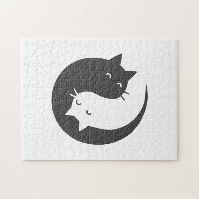 Puzzle Cats yin y yang mandala - Elija color de fondo (Horizontal)