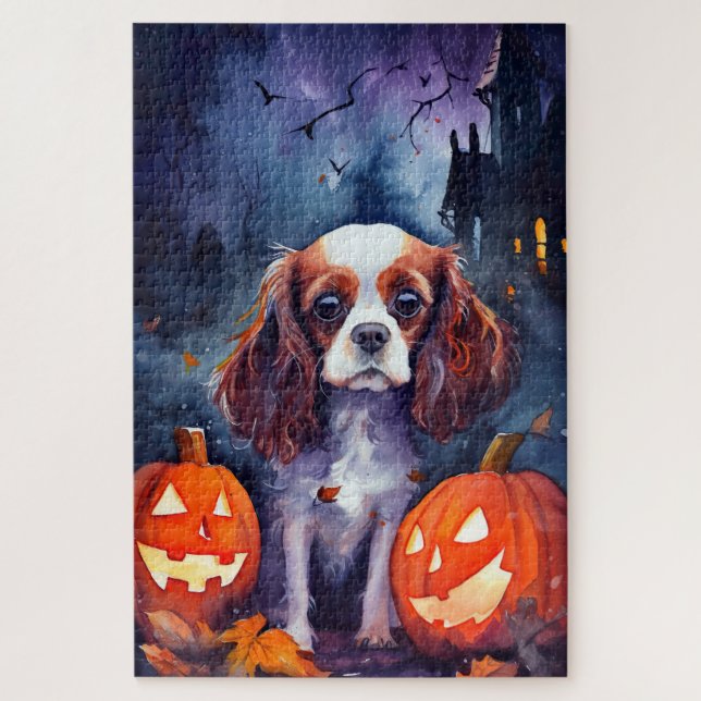 Puzzle Cavalier de Halloween King Charles Spaniel (Vertical)