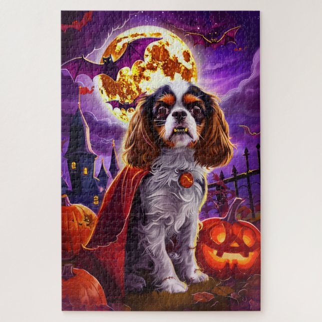Puzzle Cavalier de Halloween King Vampis Calabazas aterra (Vertical)