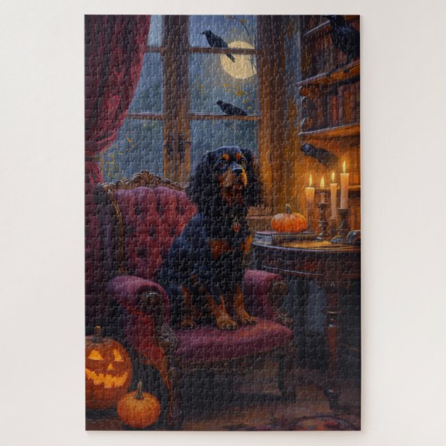 Puzzle Cavalier King Charles Spaniel Arte Gótico de Hallo (Vertical)