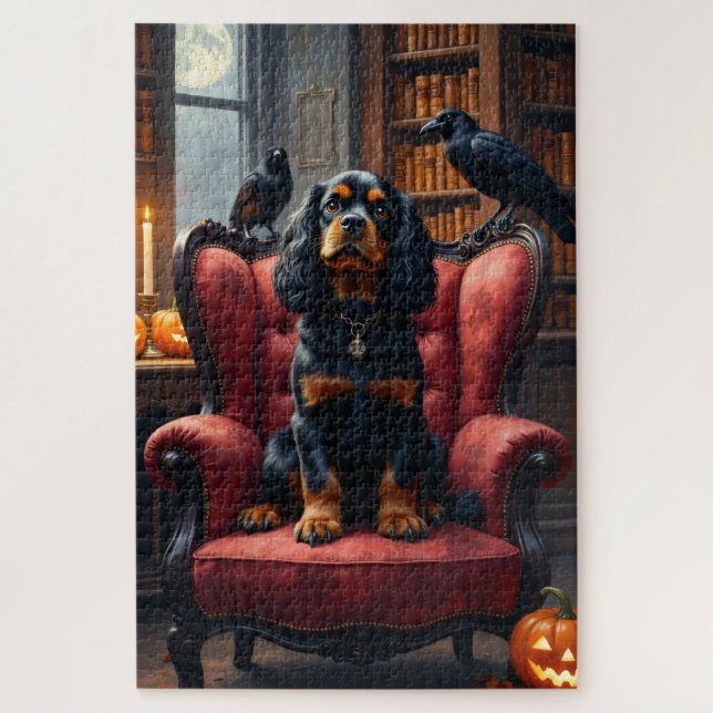Puzzle Cavalier King Charles Spaniel Arte Gótico de Hallo (Vertical)