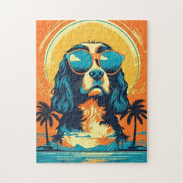 Puzzle Cavalier King Charles Spaniel con gafas de sol (Vertical)