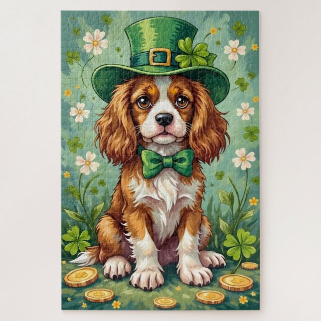 Puzzle Cavalier King Charles Spaniel Día de San Patricio  (Vertical)