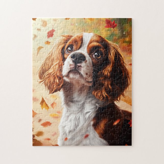 Puzzle Cavalier King Charles Spaniel en otoño (Vertical)
