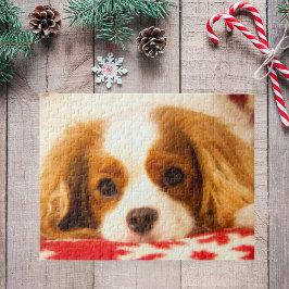 Puzzle Cavalier King Charles Spaniel en una manta de copo