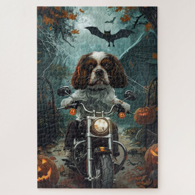Puzzle Cavalier King Charles Spaniel Halloween Espeluznan (Vertical)