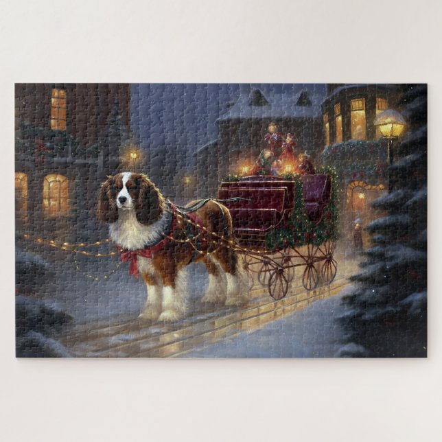 Puzzle Cavalier King Charles Spaniel Navidad Festiva (Horizontal)