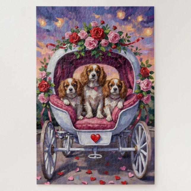 Puzzle Cavalier King Charles Spaniel Perro Día de San Val (Vertical)