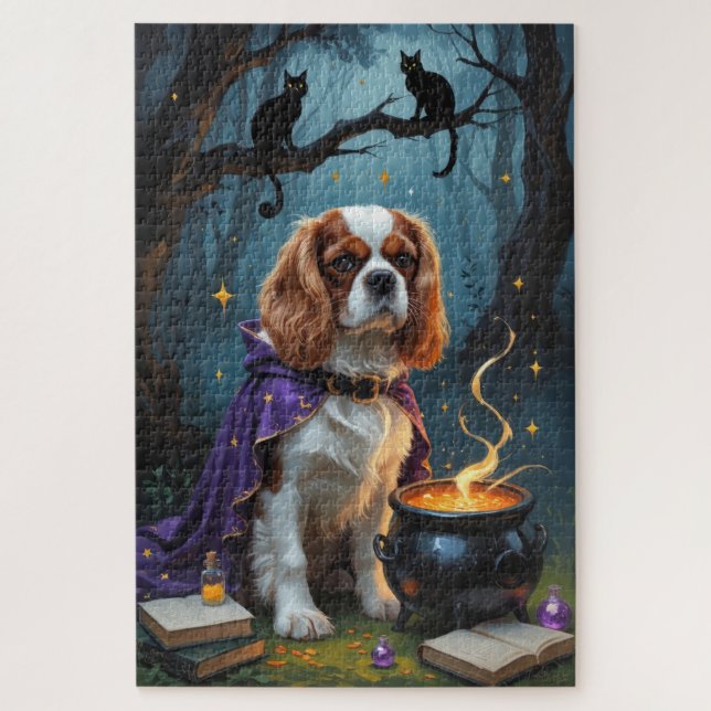 Puzzle Cavalier King Charles Spaniel Whimsical Halloween (Vertical)