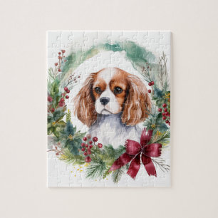Puzzle Cavalier King Navidades Wreath Festimes Pup
