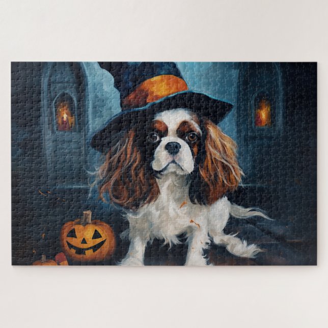 Puzzle Cavalier King Pumpkins Halloween Scary (Horizontal)