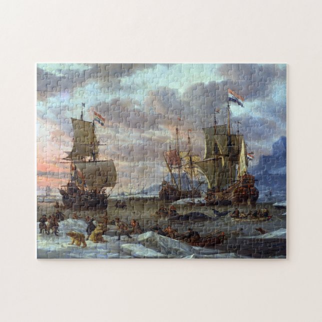 Puzzle Caza de ballenas Océano Ártico Abraham Storck 1654 (Horizontal)
