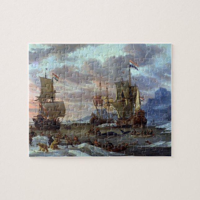 Puzzle Caza de ballenas Océano Ártico Abraham Storck 1654 (Horizontal)