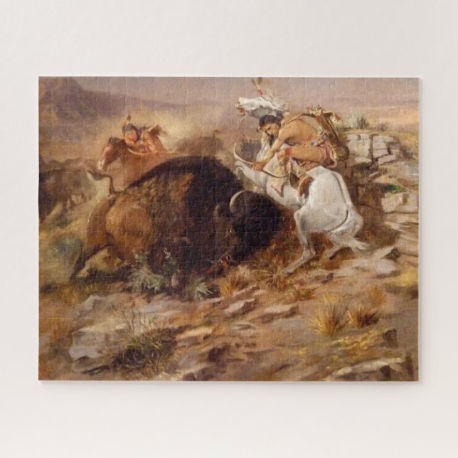 Puzzle Caza de Búfalos Cazadores Nativos Americanos (Horizontal)