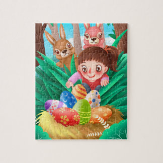 Puzzle Caza de Huevos de Pascua Niña Bonita