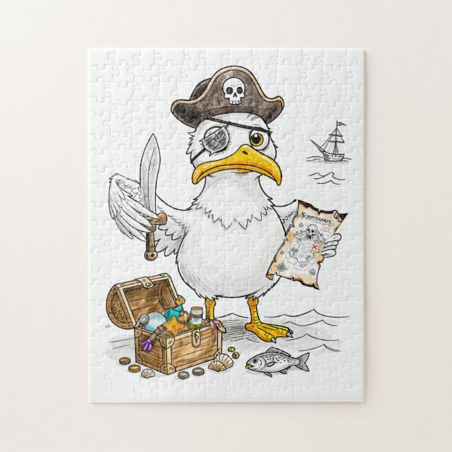 Puzzle Caza del Tesoro del Pájaro Pirata de Cómic (Vertical)