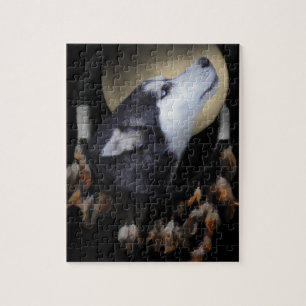 Puzzle Cazador de sueños y Husky de ojos azules