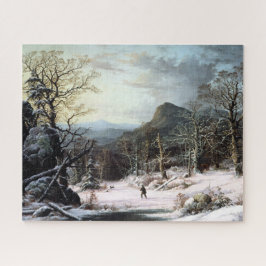Puzzle Cazador en bosque invernal George Henry Durrie