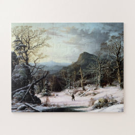 Puzzle Cazador en bosque invernal George Henry Durrie