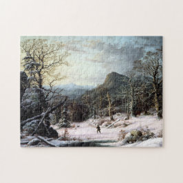 Puzzle Cazador en bosque invernal George Henry Durrie