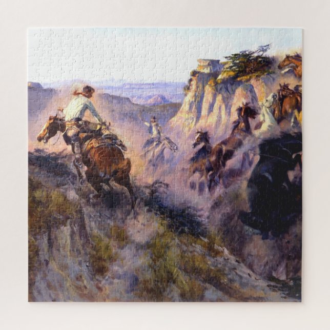 Puzzle “Cazadores de caballos salvajes” de Charles M Russ (Vertical)