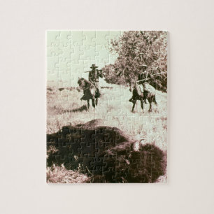 Puzzle Cazadores del bisonte americano (foto de b/w)