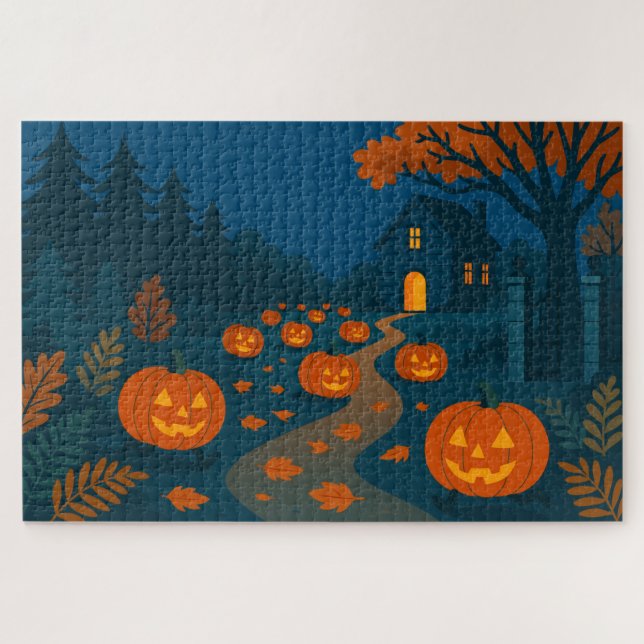 Puzzle Cazando calabazas de Halloween (Horizontal)