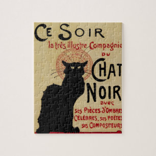 Puzzle Ce Soir Chat Noir Gato Negro, Art Nouveau Vintage