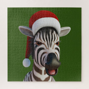 Puzzle Cebra de Navidad Animal Divertido con Sombrero de 