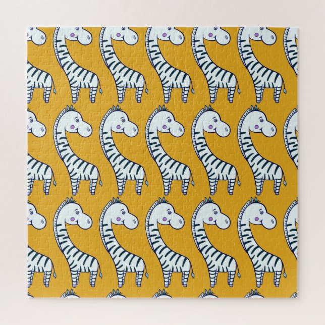 Puzzle Cebras personalizados: patrón de fondo amarillo. (Vertical)