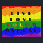 Puzzle Celebración del Orgullo Gay Gay LGBT<br><div class="desc">Haz que tus regalos sean más especiales con este personalizable del rompecabezas de la celebración del Orgullo Gay Gay LGBT y también para tu propia colección. ¡Personaliza la tuya! Vive. Amor. Color. Repite. ~LivelyLovelyColorZ~</div>