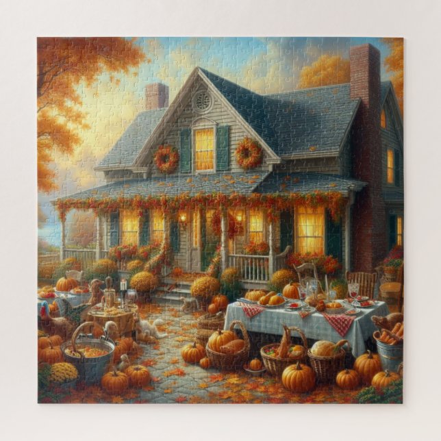 Puzzle Celebrar el Bounty de Otoño con un acogedor encant (Vertical)