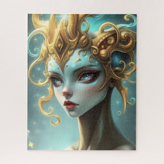 Puzzle Celestial Fantasy Goddess with Golden Sun Crown (Vertical)